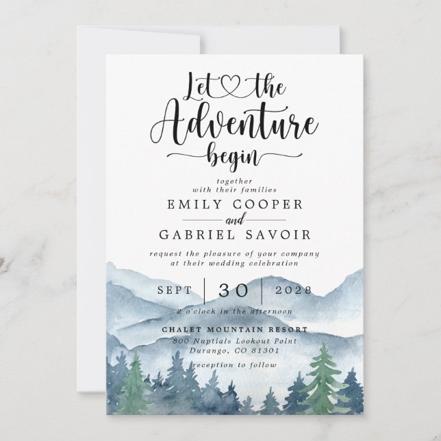 Inbjudan till Rustic Watercolor Forest Wedding (Framsida)