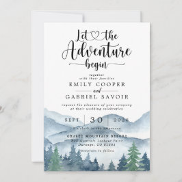 Inbjudan till Rustic Watercolor Forest Wedding