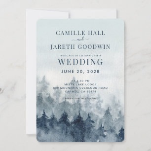 Inbjudan till Rustic Watercolor Forest Wedding