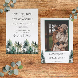 Inbjudan till Rustic Watercolor Forest Wedding