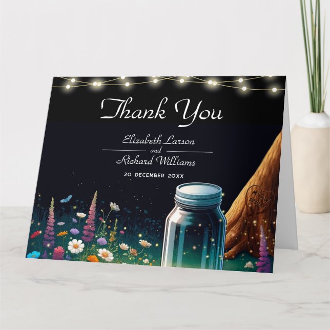 Inbjudan till Rustic Wedding i elegant Firefly (Framsida)