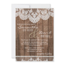 Inbjudan till Rustic White Snöre och Wood Wedding