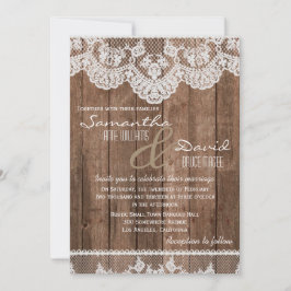 Inbjudan till Rustic White Snöre och Wood Wedding