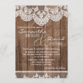 Inbjudan till Rustic White Snöre och Wood Wedding