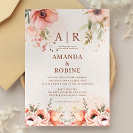 Inbjudan till Rustic Wildblomma Peach Wedding