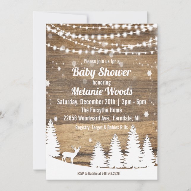Inbjudan till Rustic Winter Baby Shower (Framsida)