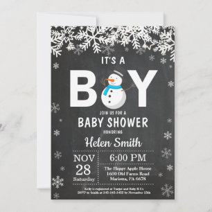 Inbjudan till Rustic Winter Snögubbe Boy Baby Show