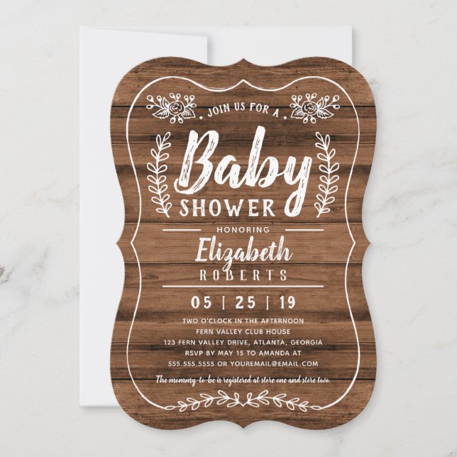 Inbjudan till Rustic Wood Baby Shower (Framsida)