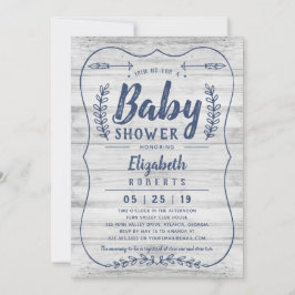 Inbjudan till Rustic Wood Baby Shower, Grått