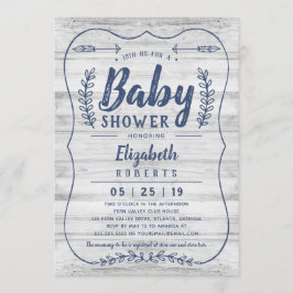 Inbjudan till Rustic Wood Baby Shower, Grått