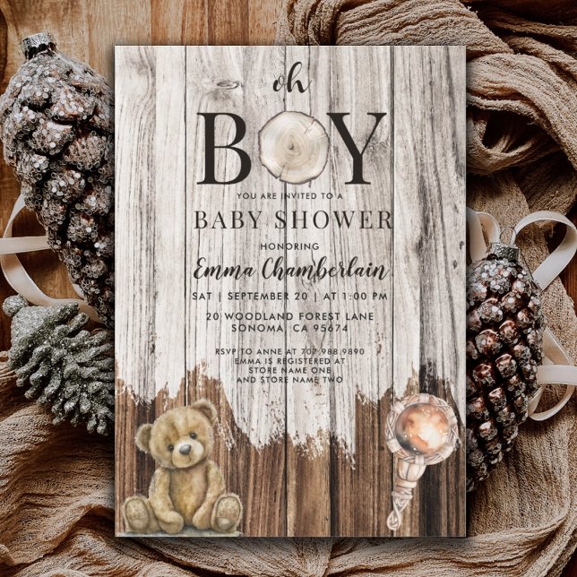 Inbjudan till Rustic Wood Boy Baby Shower (Skapare uppladdad)