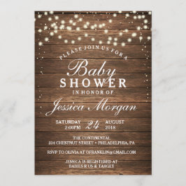 Inbjudan till Rustic Wood & Ljus Baby Shower