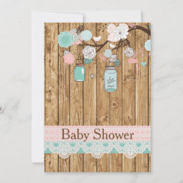 Inbjudan till Rustic Wood och Snöre Baby Shower