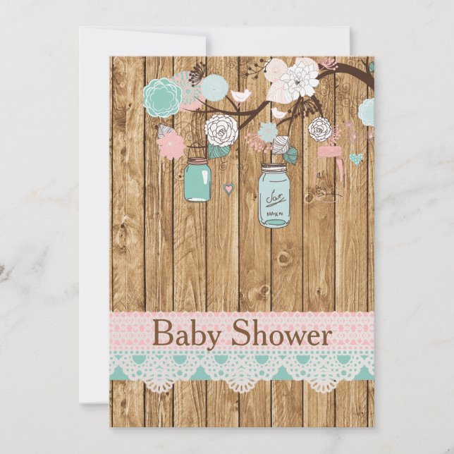 Inbjudan till Rustic Wood och Snöre Baby Shower (Framsida)