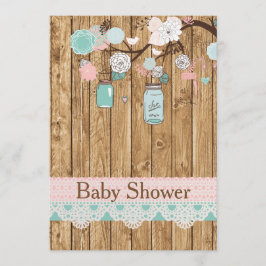 Inbjudan till Rustic Wood och Snöre Baby Shower