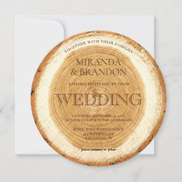 Inbjudan till Rustic Wood Slice Wedding