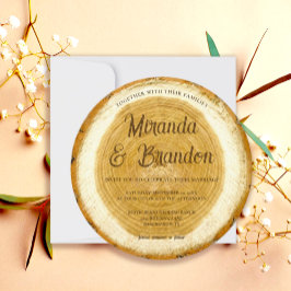 Inbjudan till Rustic Wood Slice Wedding