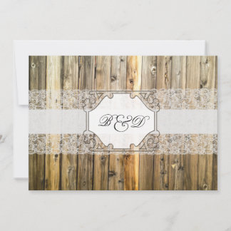 Inbjudan till Rustic Wood Snöre Elegant bröllop