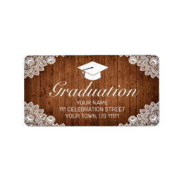 Inbjudan till Rustic Wood & White Snöre Studenten Adressetikett