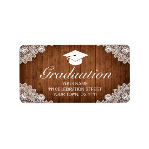 Inbjudan till Rustic Wood & White Snöre Studenten Adressetikett