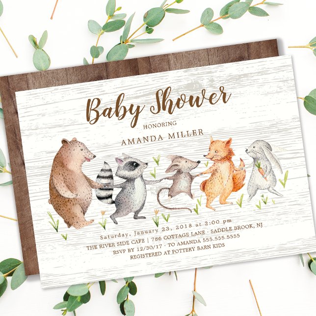 Inbjudan till Rustic Woodland Friends Baby Shower (Skapare uppladdad)