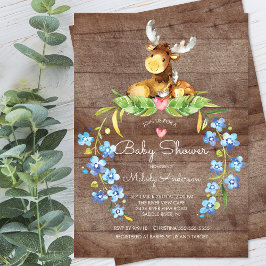 Inbjudan till Rustic Woodland Moose Baby Shower