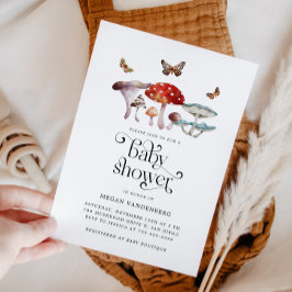 Inbjudan till Rustic Woodland Mushroom Baby Shower