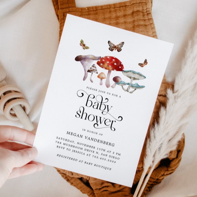 Inbjudan till Rustic Woodland Mushroom Baby Shower (Skapare uppladdad)