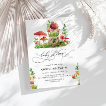 Inbjudan till Rustic Woodland Mushroom Baby Shower