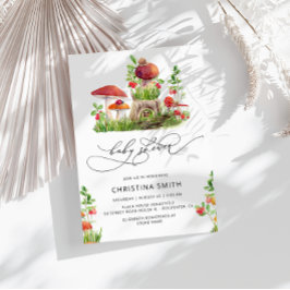 Inbjudan till Rustic Woodland Mushroom Baby Shower