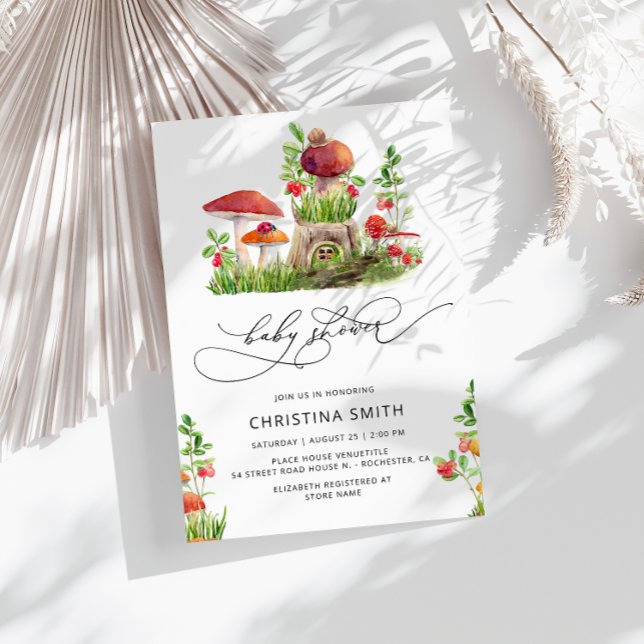 Inbjudan till Rustic Woodland Mushroom Baby Shower (Skapare uppladdad)