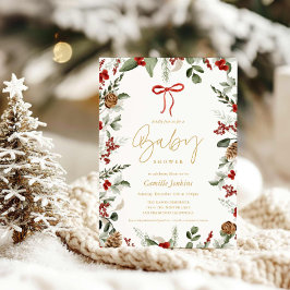 Inbjudan till RusticWinter-juljubilen Baby Shower