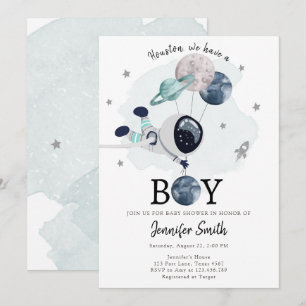 Inbjudan till rymden Astronaut Boy Baby Shower