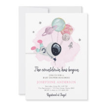 Inbjudan till rymden Astronaut Girl Baby Shower