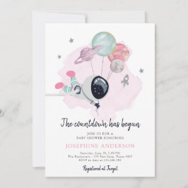Inbjudan till rymden Astronaut Girl Baby Shower