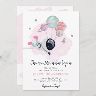 Inbjudan till rymden Astronaut Girl Baby Shower