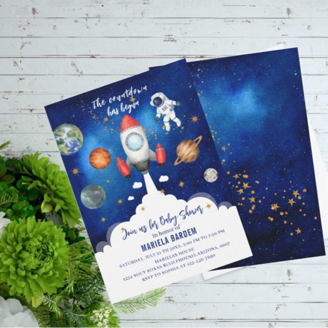 Inbjudan till Rymden Galaxy Starry-babydusch (Skapare uppladdad)