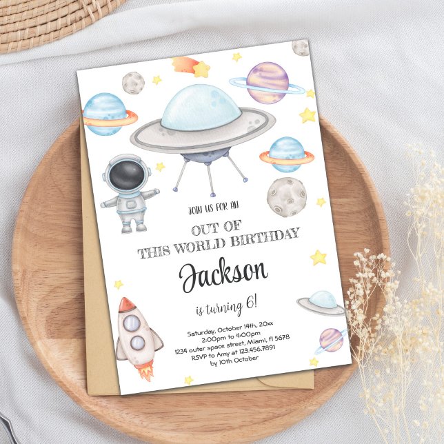 Inbjudan till rymden på födelsedagen (Outer Space Birthday Invitations)