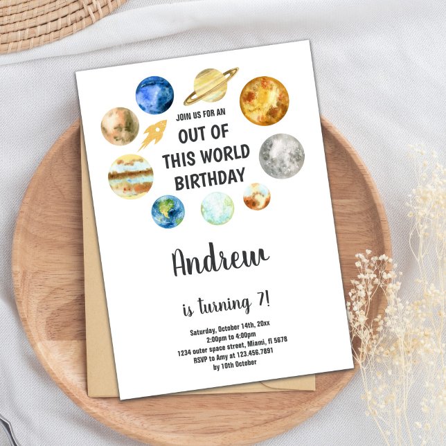 Inbjudan till rymden på födelsedagen (Outer Space Birthday Invitations)