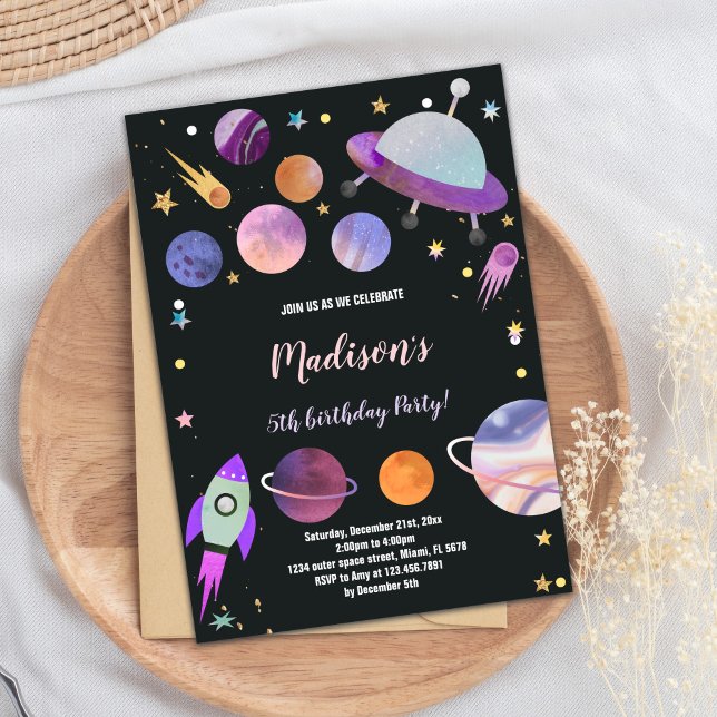 Inbjudan till rymden på födelsedagen (Outer Space Birthday Invitations)