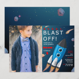 Inbjudan till rymden på födelsedagen med foto