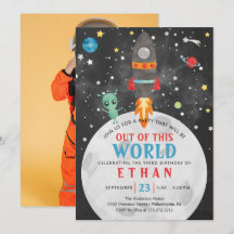 Inbjudan till rymden på födelsedagen vid vilken ål