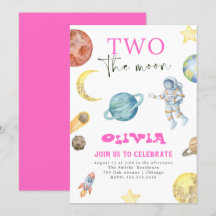 Inbjudan till rymden-planeter 2:a födelsedagsflick