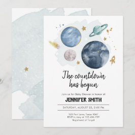 Inbjudan till rymden Planets Boy Baby Shower