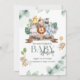 Inbjudan till Safari Animal Baby Shower