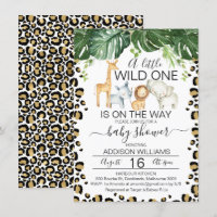 Inbjudan till safari-djur Leopard Skin Baby Shower