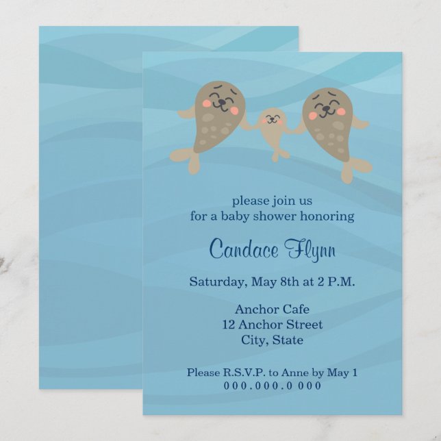 Inbjudan till sälar Baby Shower (Fram/baksida)