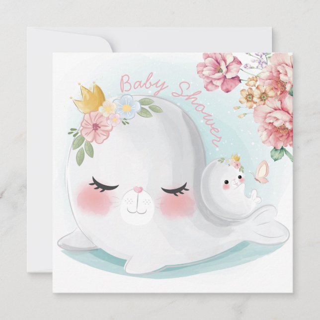 Inbjudan till sälar Baby Shower (Framsida)