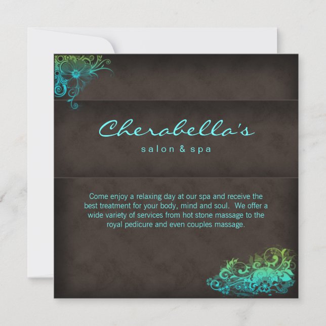 Inbjudan till salong SPA - Postkort turkos blågrön (Framsida)