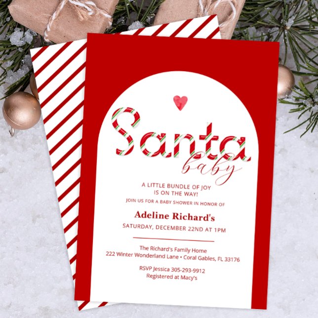 Inbjudan till Santa Baby Red Helgdag Shower (Santa Baby - Red Baby Shower Invitation)
